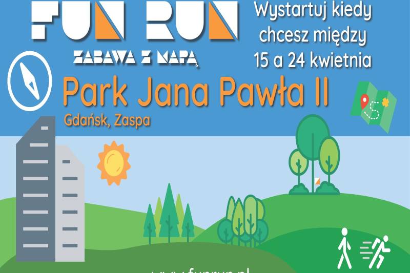 Wydarzenie: FUN RUN zabawa z mapą - Park Jana Pawła II, Kiedy? 2022-04-24 00:00, Gdzie? Park Jana Pawła II